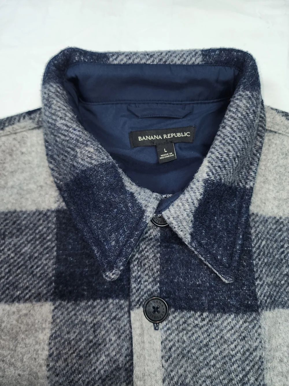 Banana Republic Men's Heritage Buffalo Plaid Bonded Shirt-jacket Gray/Blue LG